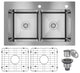 33in Drop-In Single and Double Bowl 18 Gauge Stainless Steel Kitchen Sink, Double
