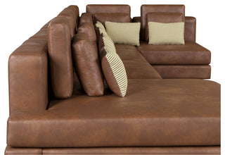 112.7" Modular Sectional Sofa with Chaise Lounge and Ottoman, Brown