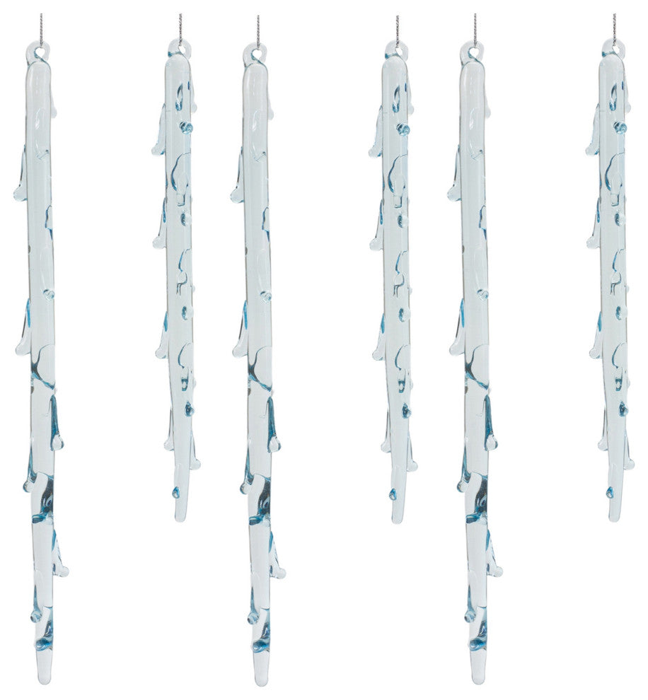 Melted Glass Icicle Drop Ornament, 6-Piece Set