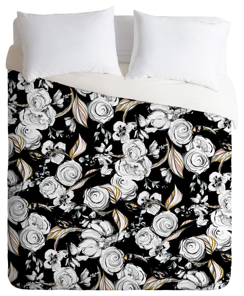 Pattern State Floral Sketch Midnight Duvet Cover