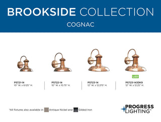 Progress Lighting 1-Light Wall Lantern Metal Shade, Cognac