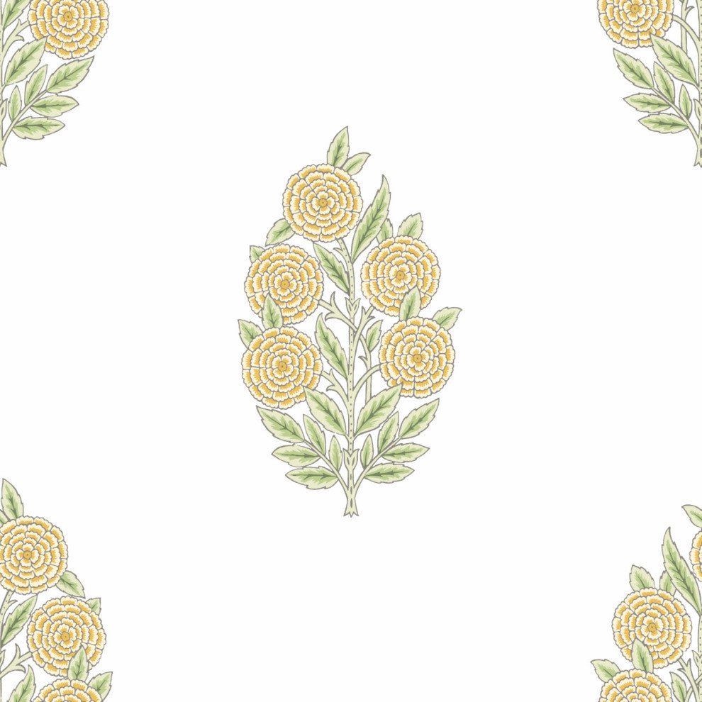 Yellow Dutch Floral Peel and Stick Wallpaper Yellow By Roommates
