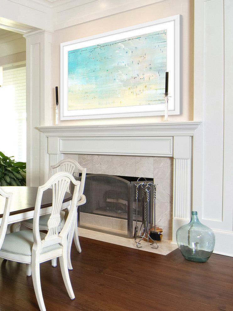 "Distand Beachgoers" Framed Painting Print, 30"x20"