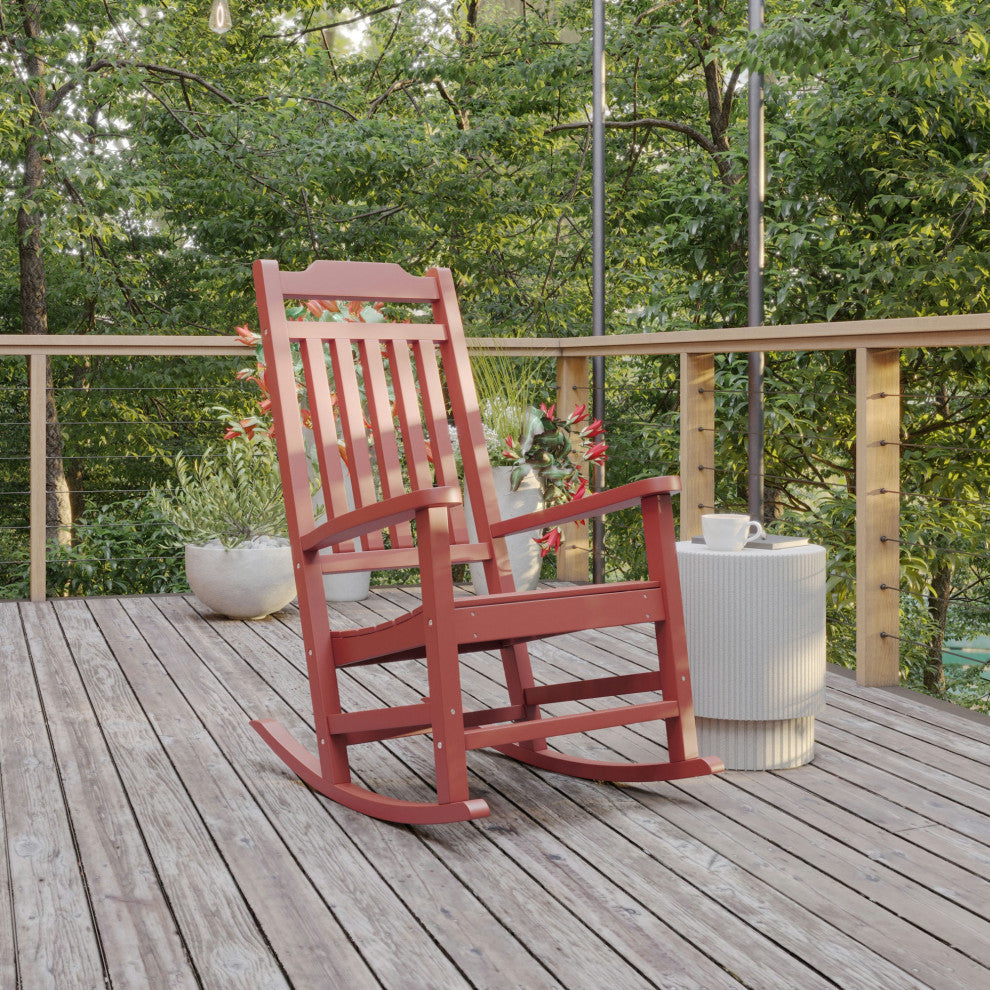 Winston All-Weather Poly Resin Wood Rocking Chair, Red