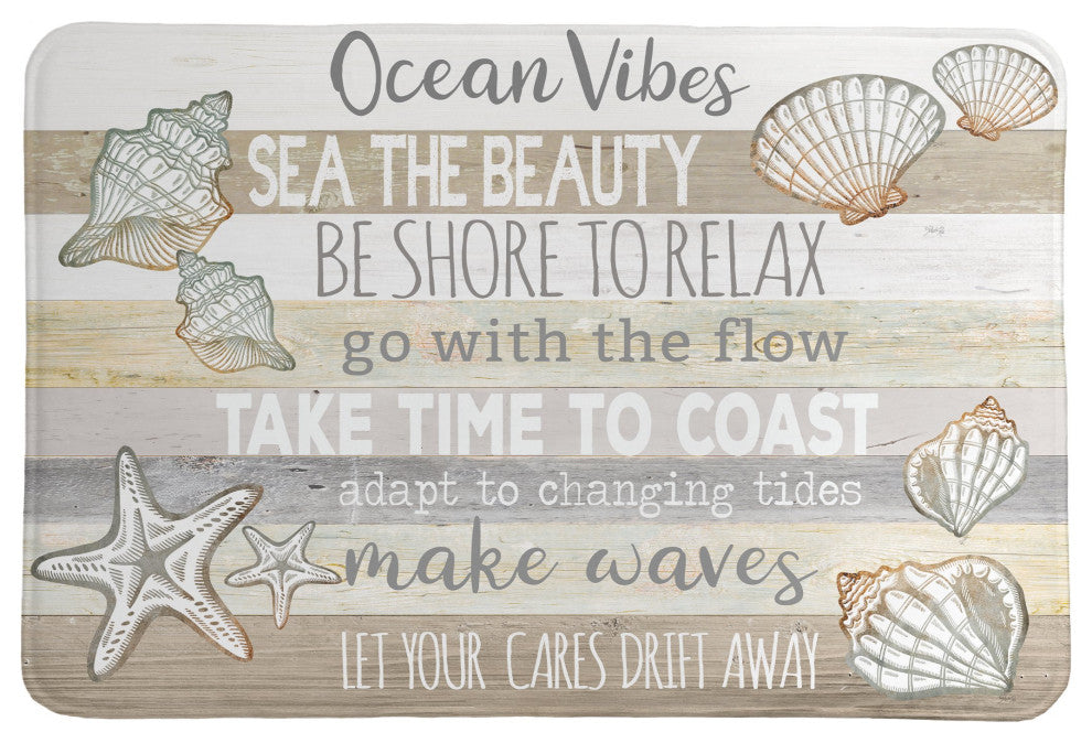 Laural Home Ocean Vibes Natural Memory Foam Rug
