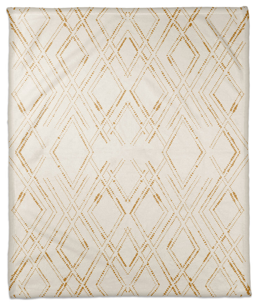 White and Gold Diamond 50x60 Coral Fleece Blanket