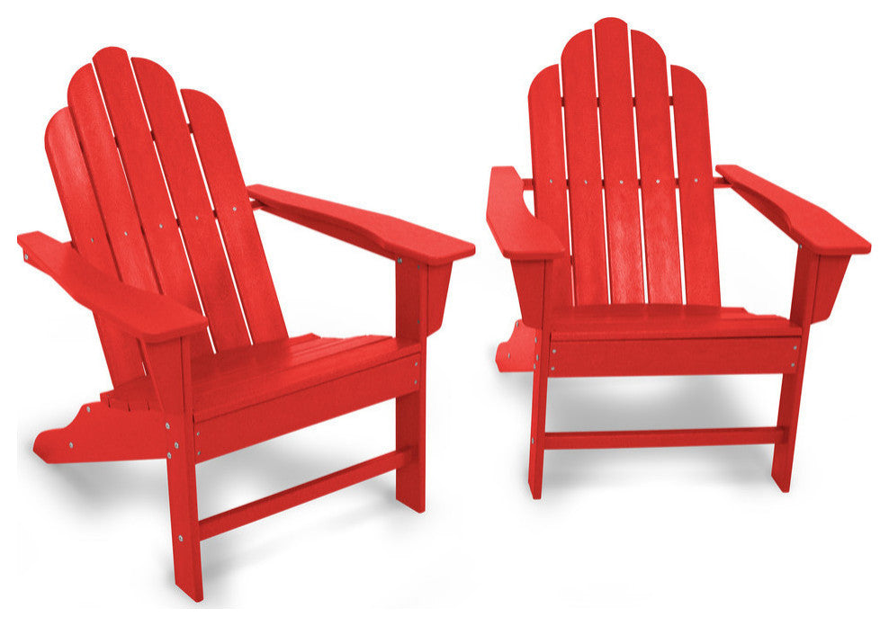 Polywood Long Island Adirondack 2-Piece Set, Sunset Red
