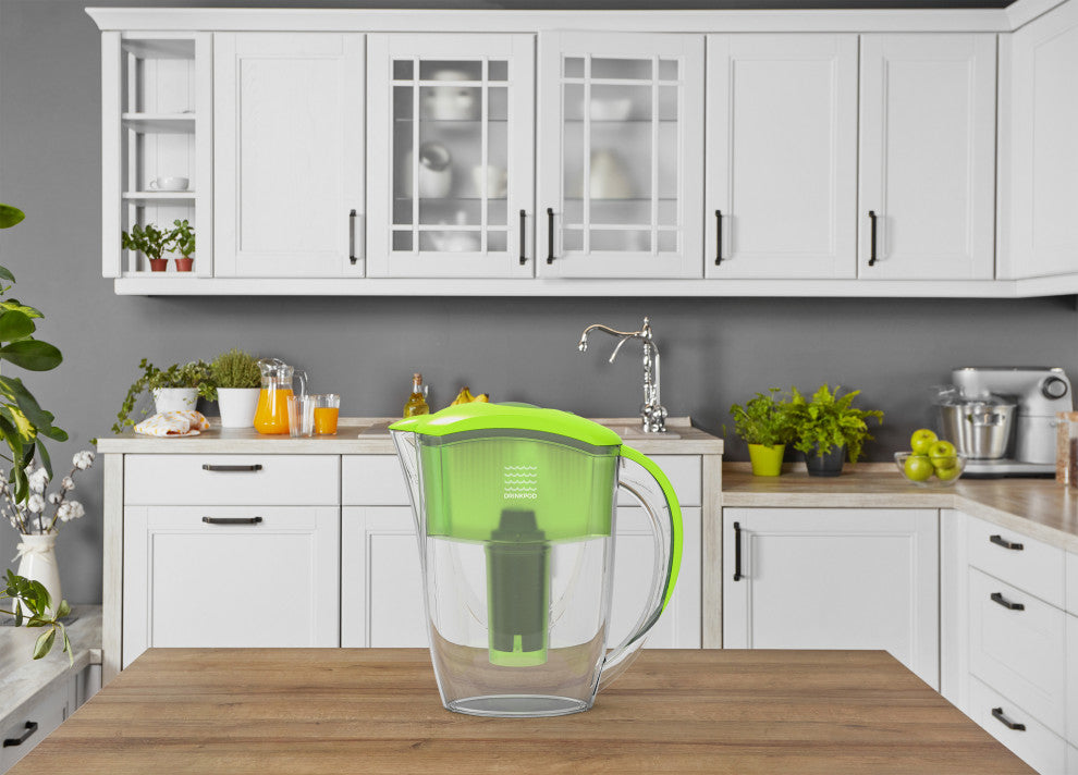 Drinkpod Alkaline Water Filter Pitcher With 8-Stage Cartridge, Lime
