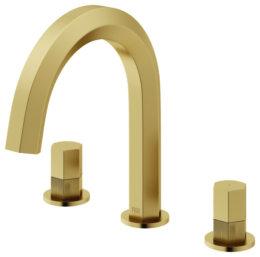 VIGO Hart 9" H 2-Handle Widespread Bathroom Faucet, Matte Brushed Gold