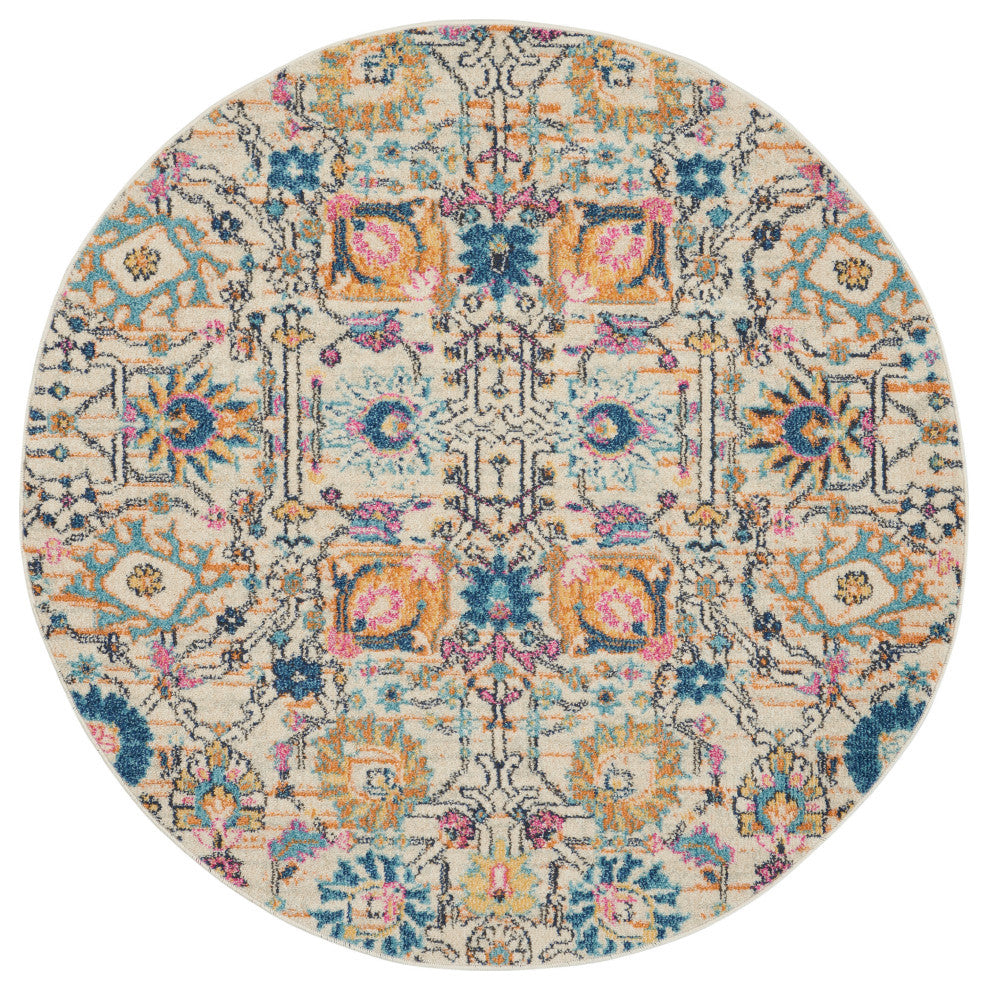 Nourison Passion 5' x Round Ivory/Multi Bohemian Indoor Area Rug