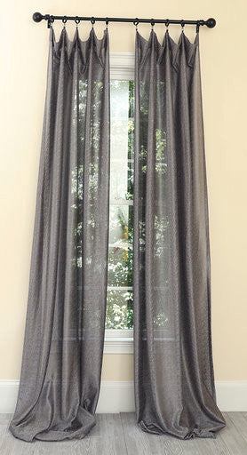La Rosa Metallic Semi Sheer Rod Pocket Curtain 52''x84'' Single Panel Dark Gray