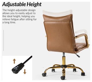 Modern Task Chair Office Swivel Chair with Tufed Back, Camel