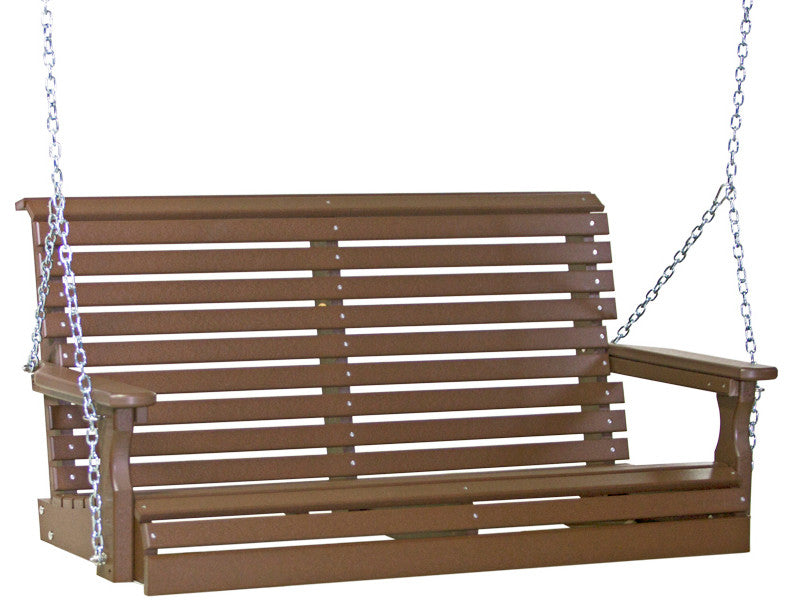 Poly Plain Porch Swing, Chestnut Brown, 4 Foot