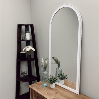 Vienne Framed Full Length Mirror, Crescent Cathedral, 23.4"x47.4", Linen White