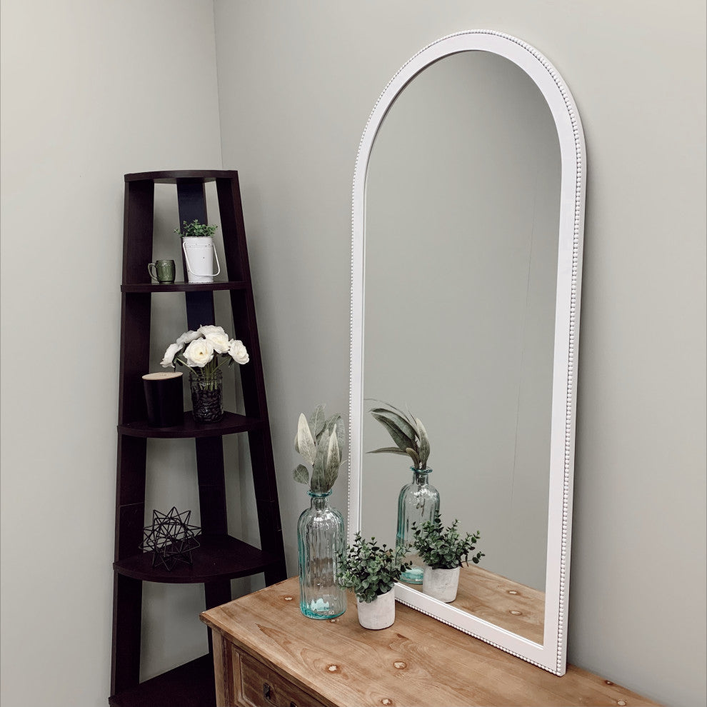 Vienne Framed Full Length Mirror, Crescent Cathedral, 23.4"x47.4", Linen White