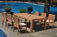 7-Piece Outdoor Teak Dining Set: 86" Rectangle Table, 6 Leveb Stacking Arm Chair