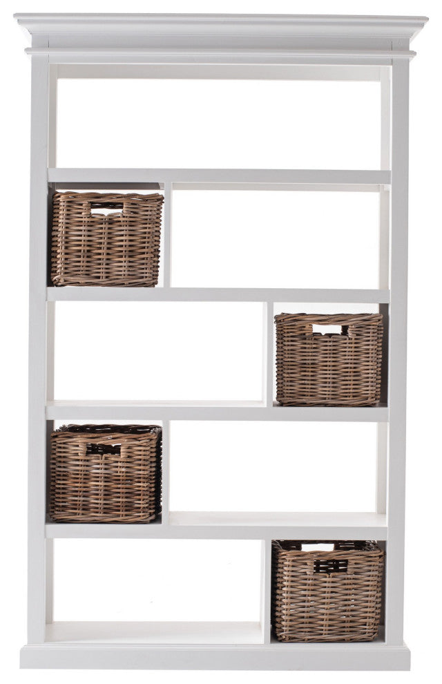 Classic White Room Open Cabinet With Basket Set