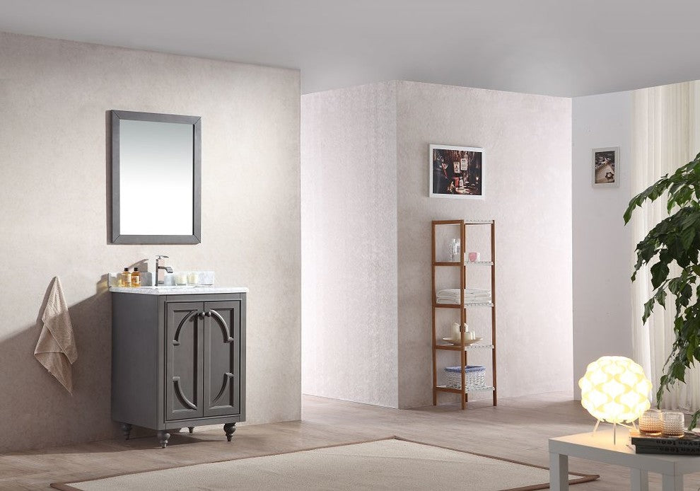 Odyssey Vanity, Gray, 24", White Carrara Marble