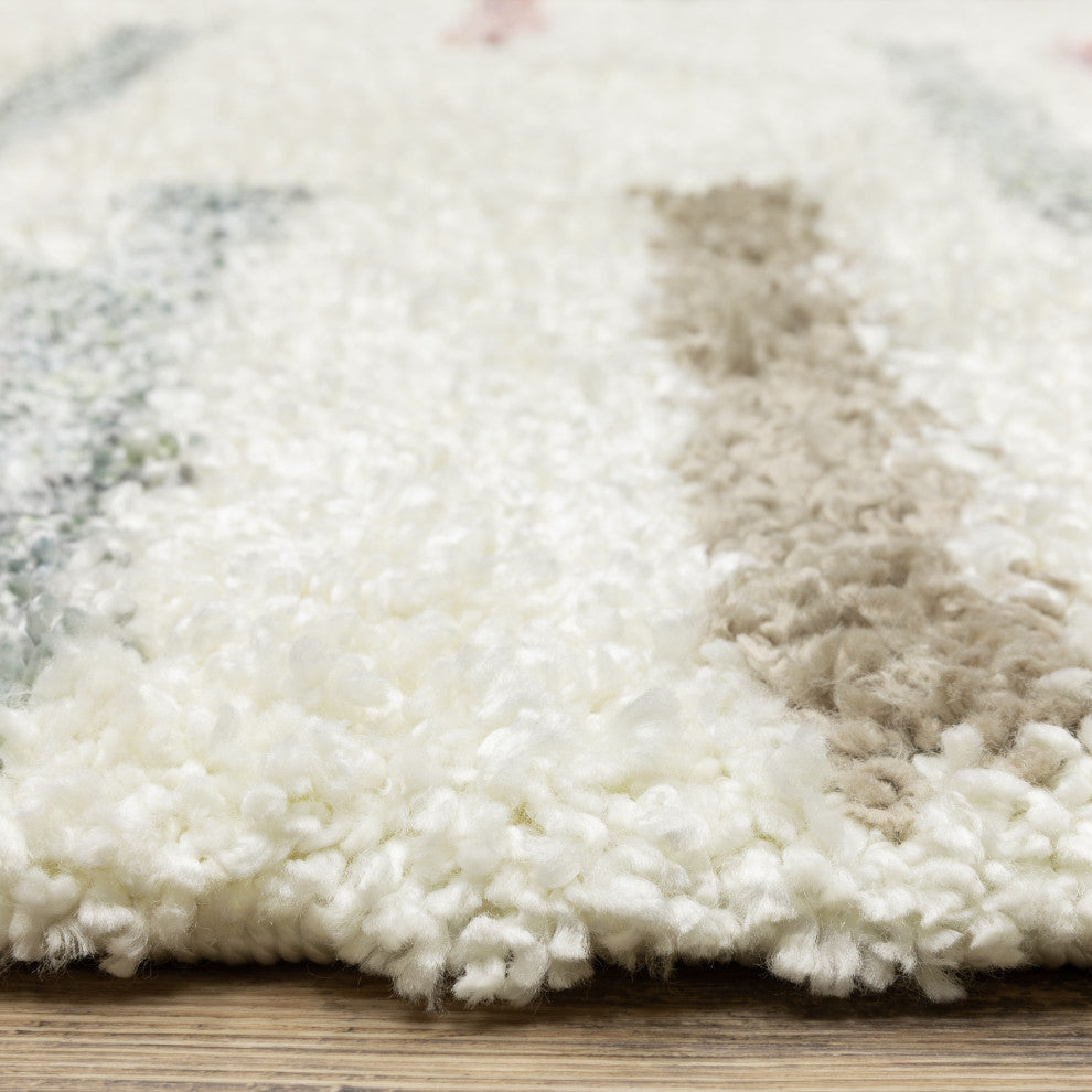 Aurora Geo Stripe Ivory/Multi Indoor Area Rug, Ivory, 9'10" x 12'10"