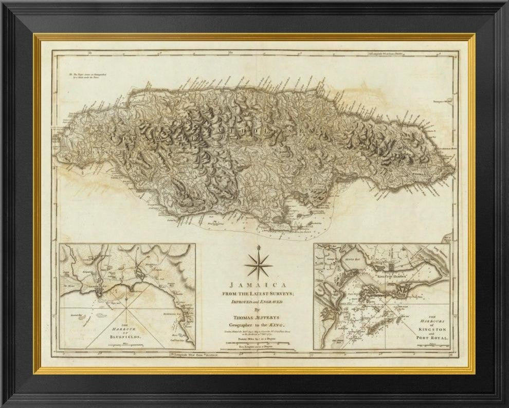"Jamaica, 1775" Framed Canvas Giclee by Thomas Jefferys, 26x21"