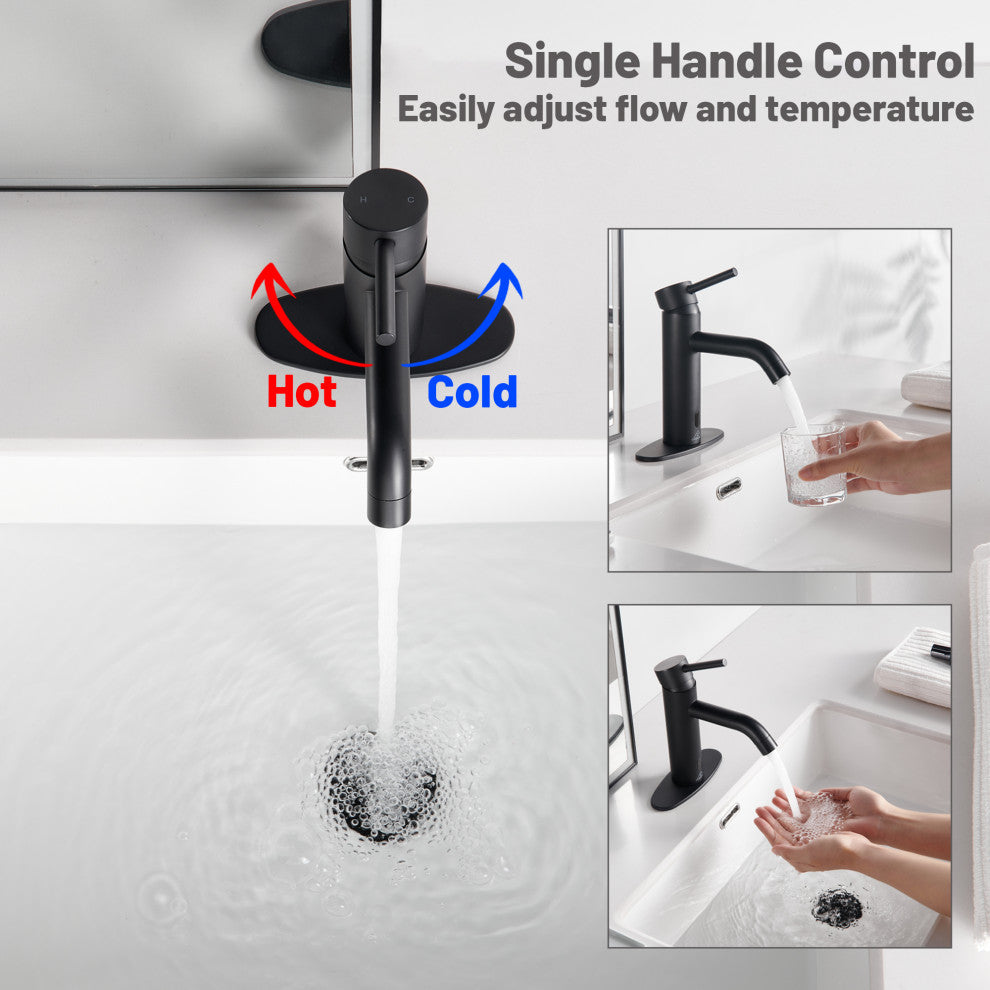 Infrared Sensor Single Handle Bathroom Basin Faucet with Pop-Up Drain