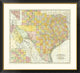 "Railroad And County Map Of Texas, 1882" Framed Digital Print by Unknown, 46x42"