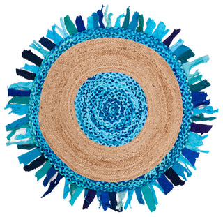Safavieh Cape Cod Collection CAP701 Rug, Turquoise/Natural, 3' Round