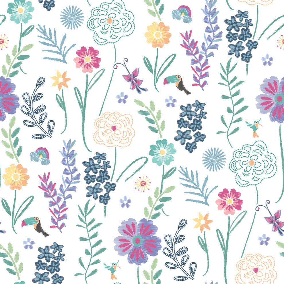 Disney Encanto White Embroidery Floral Peel and Stick Wallpaper