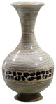 HomeRoots Zoe Distressed White And Khaki With Coconut Shell Spun Bamboo Vase