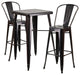 Flash Furniture 3 Piece Square Metal Pub Set in Black and Antique Gold