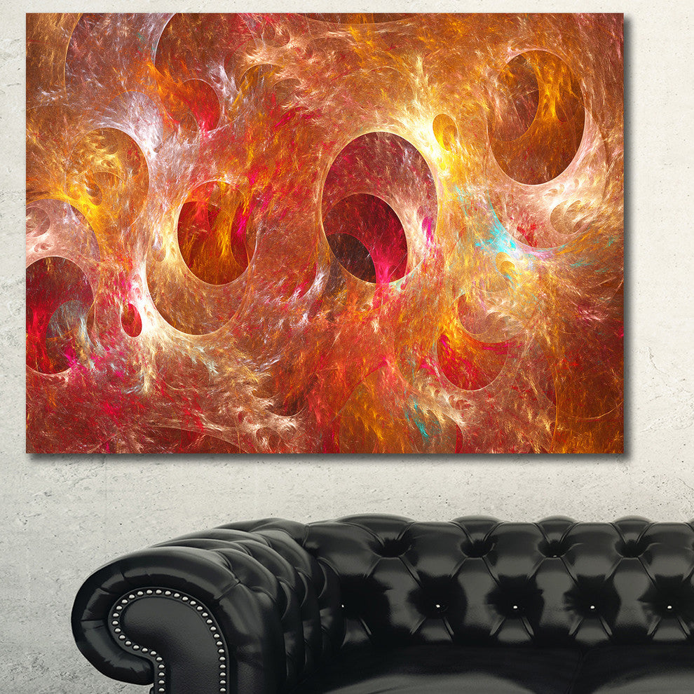Red Yellow Circles Texture, Oversized Abstract Canvas Art Print, 60x40