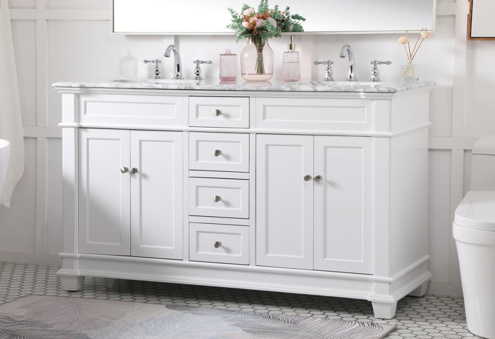 Home Living 60" Double Bathroom Vanity Set, White