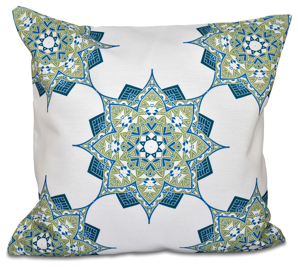 Rhapsody, Geometric Print Pillow, Green, 26"x26"