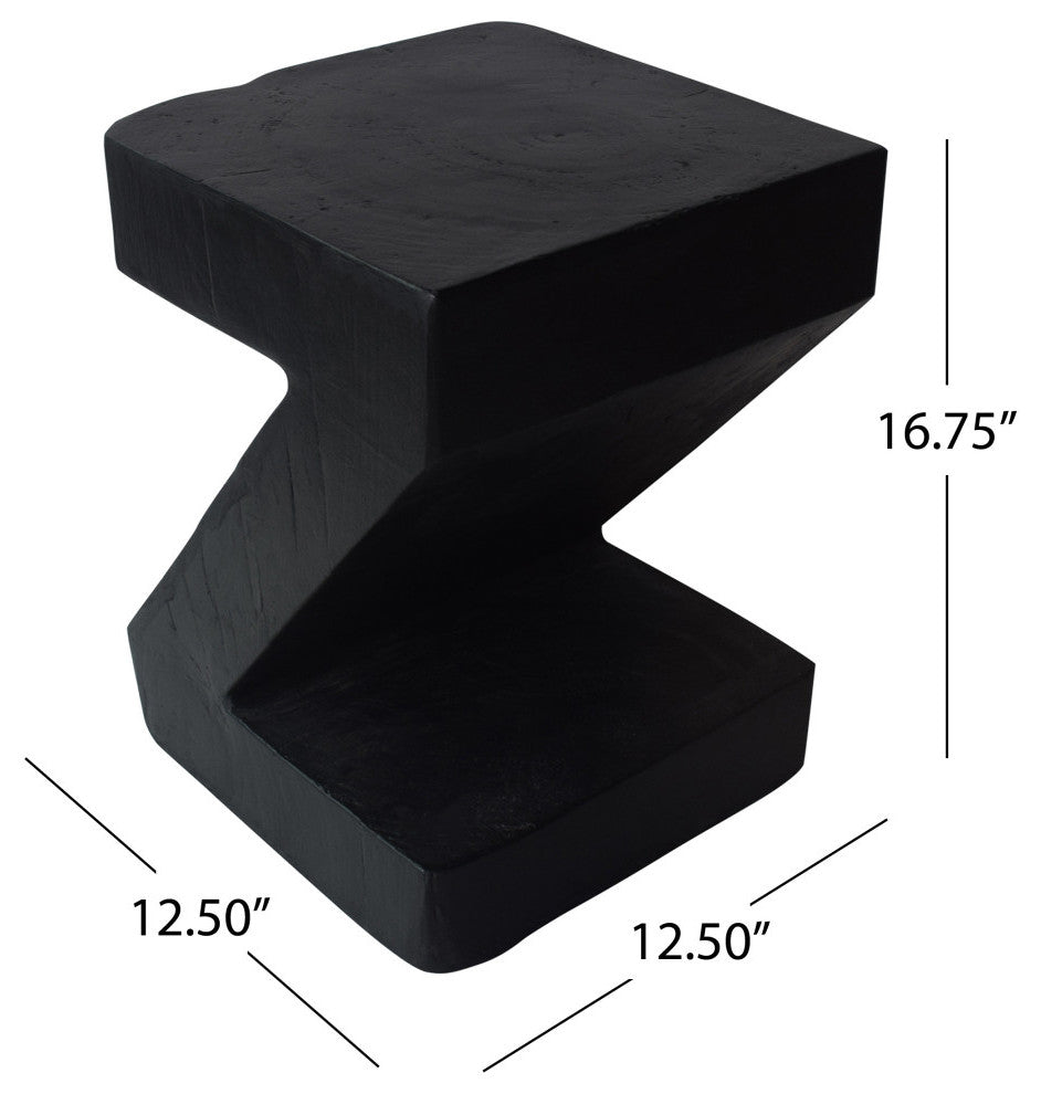 Jasmine Outdoor Light-Weight Concrete Accent Table, Black