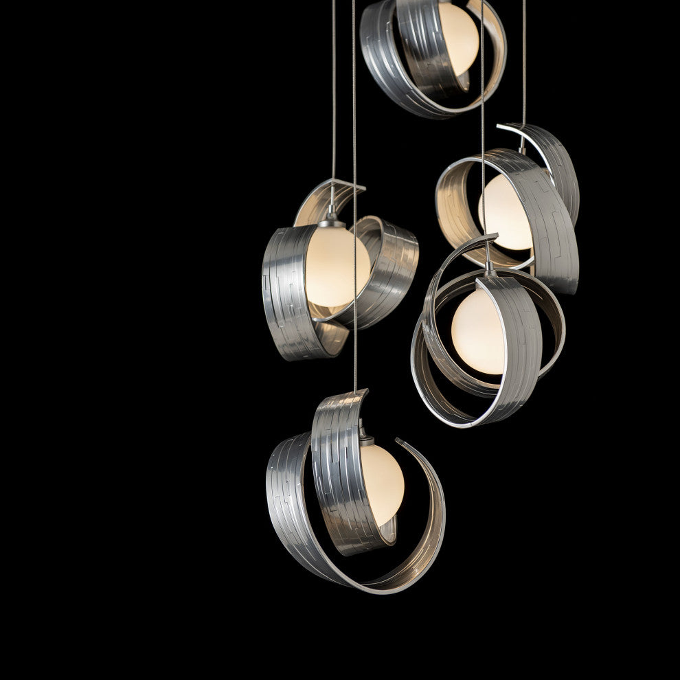 Riza 5-Light Pendant Sterling Opal Glass Standard