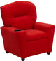 Kids Recliner With Cup Holder, Red Microfiber