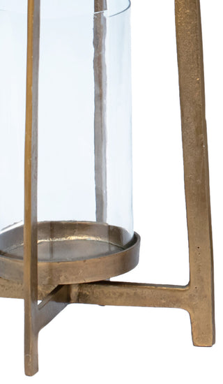 Cordelia Large Antique Brass Finished Cast Aluminum and Glass Modern Lantern, 26