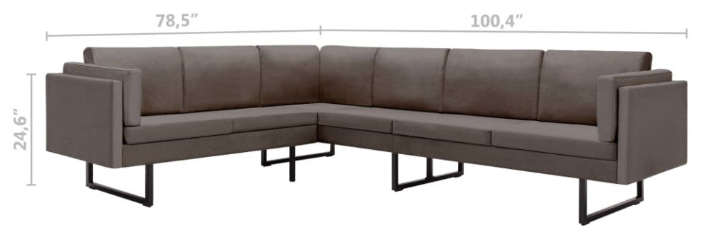 vidaXL Sofa Sectional Sofa L Shape Corner Couch with Pillows Taupe Fabric