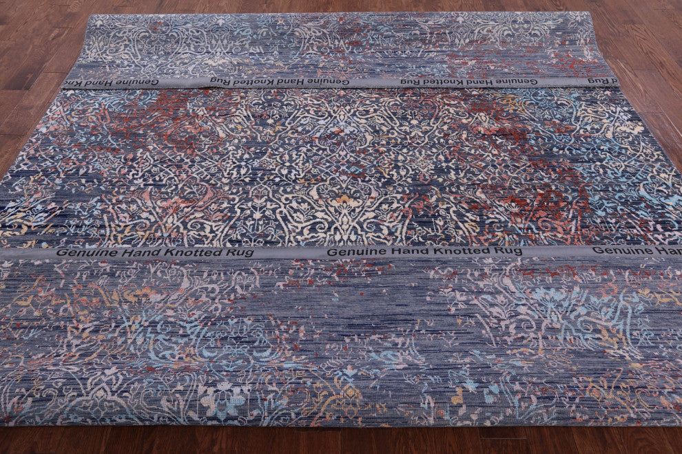Wool and Silk Hand-Knotted Modern Rug 9' 1" X 12' 0" Q9253