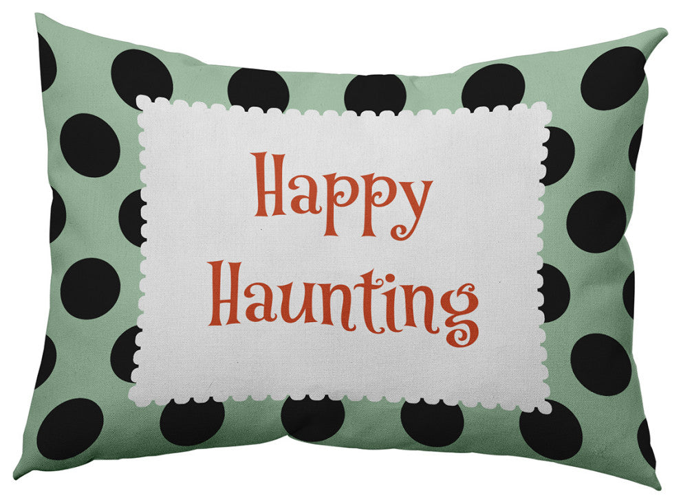 Happy Haunting Dots Accent Pillow, Mint Green, 14"x20"