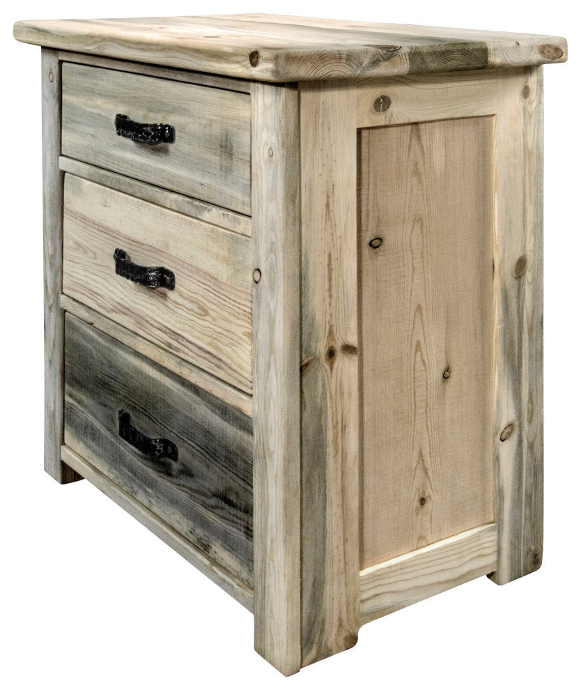 Big Sky Collection Rugged Sawn 3 Drawer Chest of Drawers, Natural