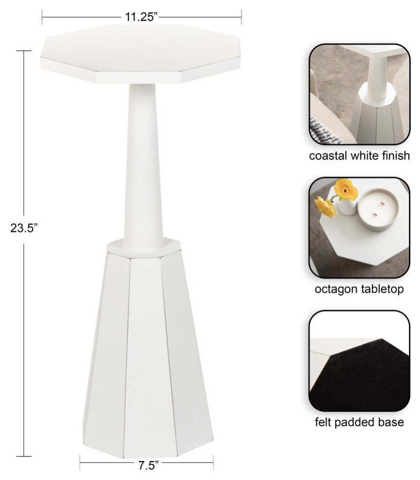 Octavia Accent Table, White, 11x11x24