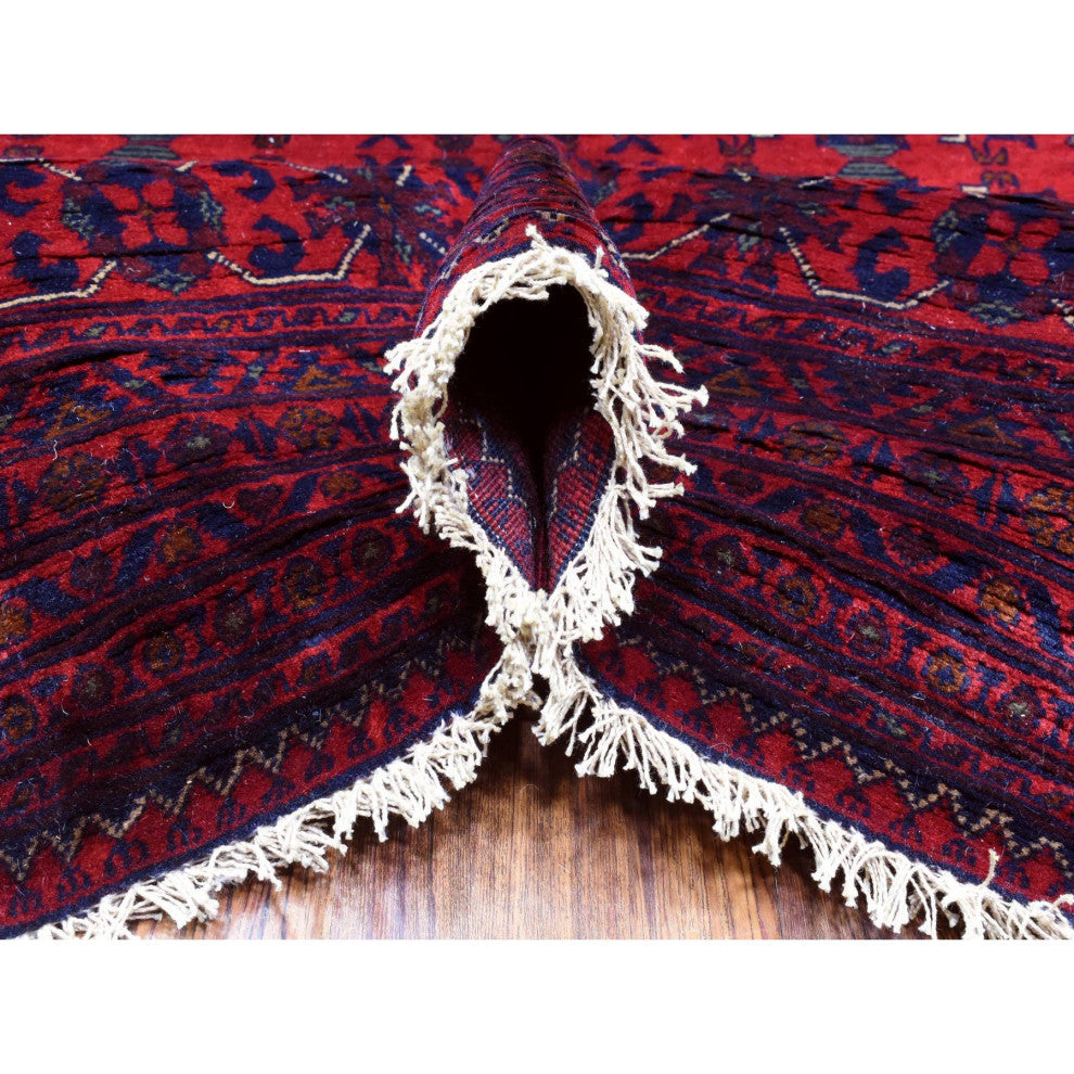 Red, Hand Knotted Afghan Khamyab Extra Soft Wool Oversized Rug, 10'0"x19'2"