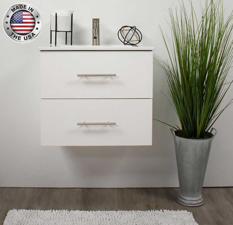 Napa 30" Modern Floating Bathroom Vanity With Round Handles Cabinet Only, White