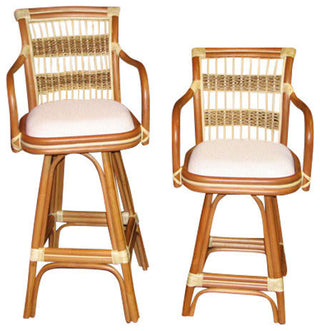 Spice Island 30" Bar Stool in Natural, Mint Fabric