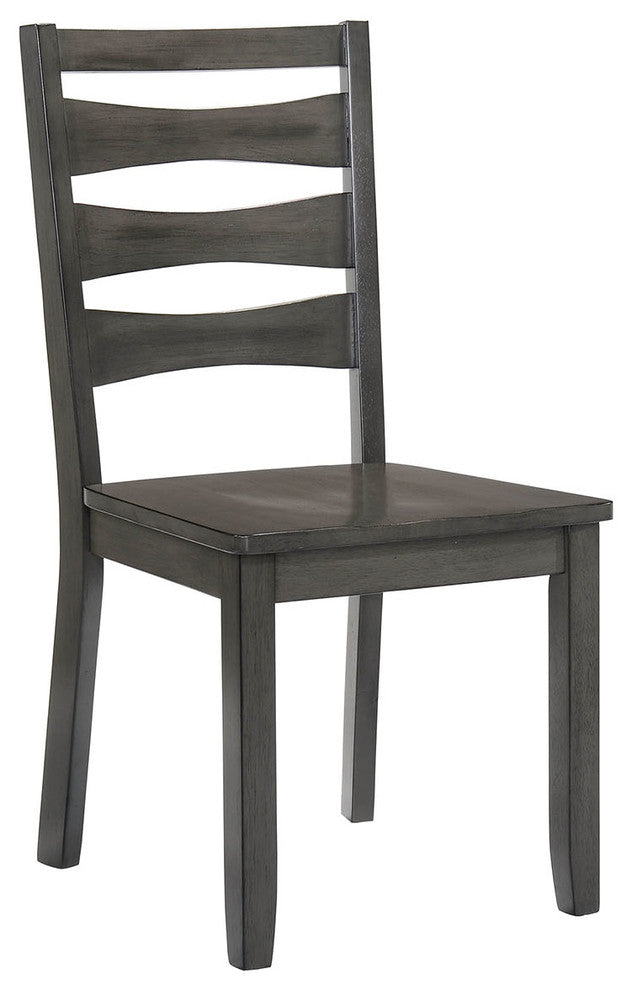 Wooden Side Chair With Slat Back Design, Gray, Pack of Two