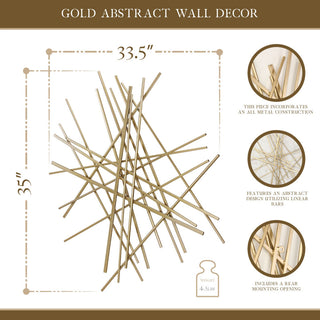 Avalon abstract, gold bar and panel wall dÃ©cor piece