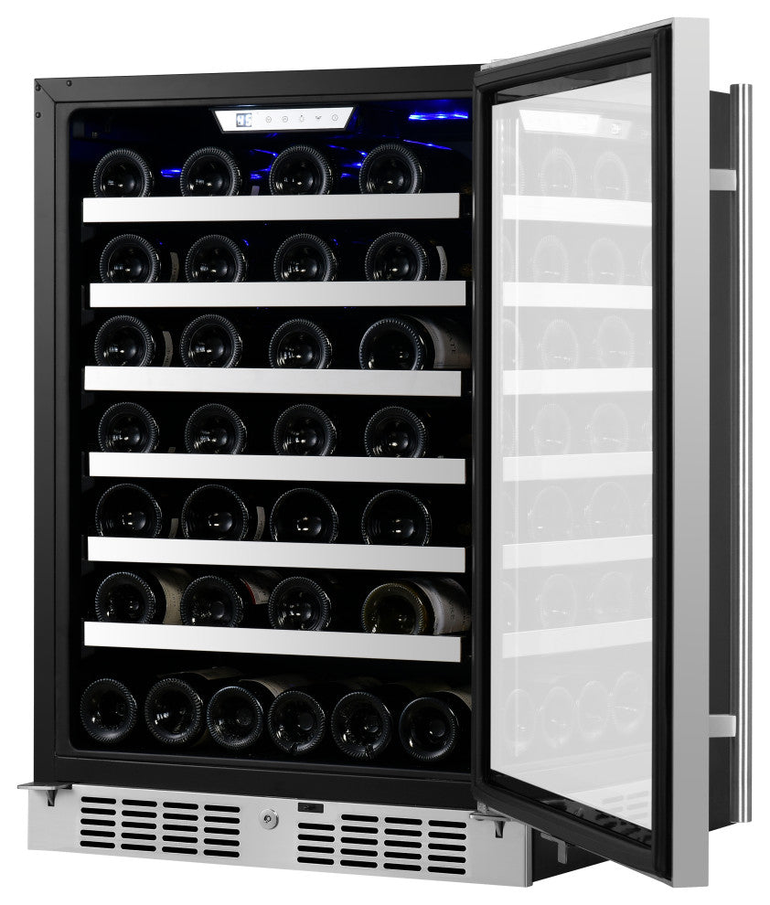 Transcend 24" 54-Bottle Seamless Stainless Steel Single Door Wine Cooler