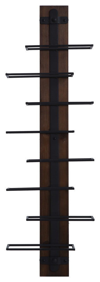 Heath Wood and Metal Wall Wine Holder