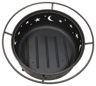 Sunnydaze Cosmic Fire Pit With Cooking Grill and Spark Screen, 30"